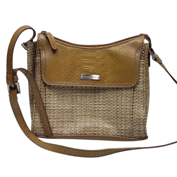Liz Claiborne Tan Crossbody Bag with Structured Design and Gold Tone Hardware - Picture 1 of 12